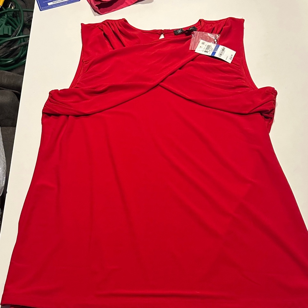 INC International Concepts Red Sleeveless Twist-Front Blouse